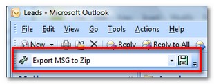 MessageExport toolbar image. Copy Outlook email to .pdf, .mbox and other file formats.